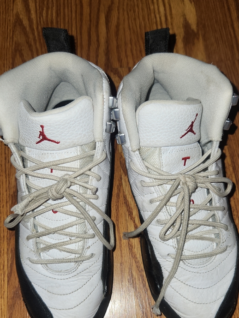 Air Jordan Retro White & Black Basketball Sneakers with Red Jumpman